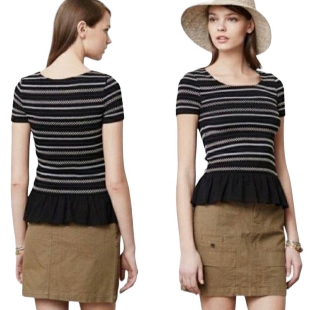 Anthropologie Meadow Rue Smocked Blouse Pullover Top Size Medium
